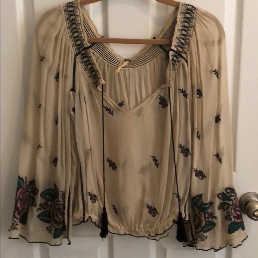 Free People Off The Shoulder Embroider Blouse